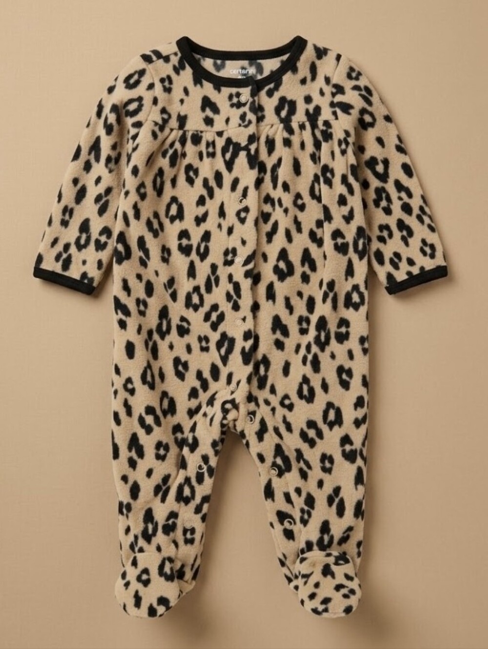 Carter's Leopard Print Comfy Fleece Snap-Up Footed Onesie 6M